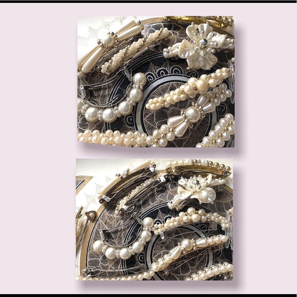 Vintage Hair Barrettes Combs Women’s Pearl Crystal Hairpins Accessory Lot - Picture 6 of 12